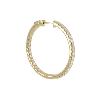 18K Gold Inside/Outside Diamond Hoop Earrings