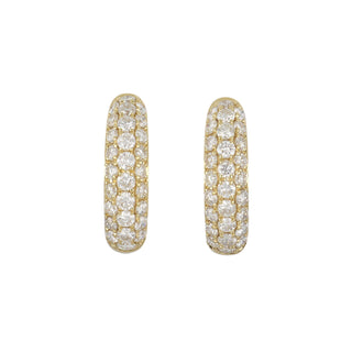 Tenenbaum 18K Gold Diamond Three Row Hoop Earrings