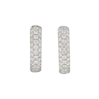 Tenenbaum 18K White Gold Pave Diamond Triple Row Hoop Earrings