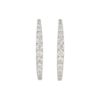 Tenenbaum 18K White Gold Diamond Inside Out Oval Hoop Earrings