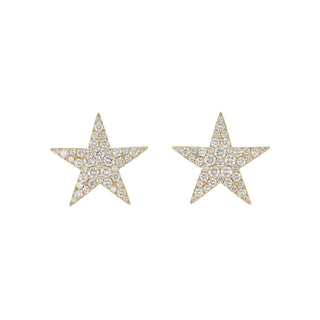 18K Large Diamond Star Stud Earrings