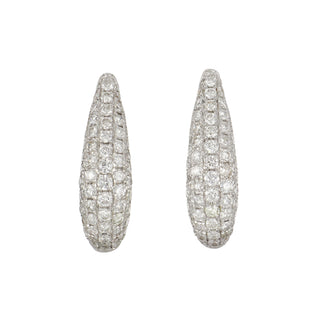 Tenenbaum 18K White Gold Diamond Tapered Hoop Earrings