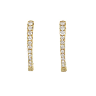 18K Gold Diamond V-Shaped Hinged Hoop Earrings