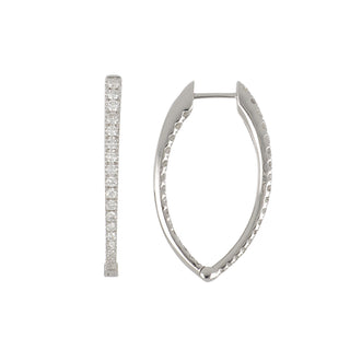 Tenenbaum 18K White Gold Diamond Tapered Hoop Earrings