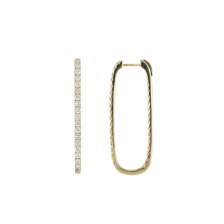 Tenenbaum 18K Gold Diamond Oval Hoop Earrings