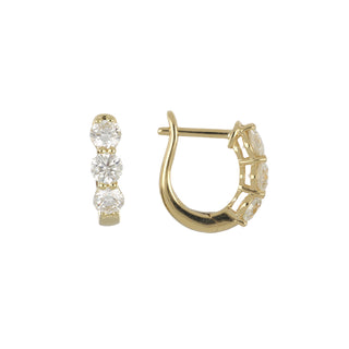 Tenenbaum 18K Gold Shared Prong Diamond Huggies