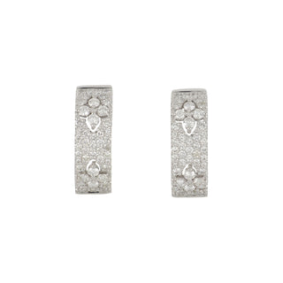 Tenenbaum 18K White Gold Diamond Cluster Huggie Earrings
