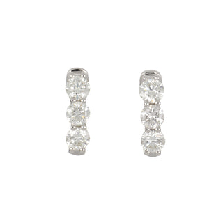 Tenenbaum 18K White Gold Shared Prong Diamond Huggies