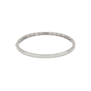 Tenenbaum 18K White Gold 2.30ct Pave Diamond Hinged Bangle