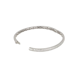 Tenenbaum 18K White Gold 2.30ct Pave Diamond Hinged Bangle