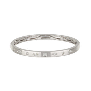 18K White Gold Fancy Shape Diamond Bangle