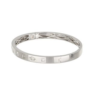 18K White Gold Fancy Shape Diamond Bangle