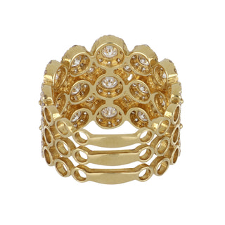 18K White Gold Triple Row Diamond Half Band