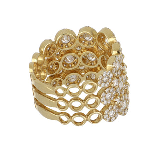 18K Gold Triple Row Diamond Half Band