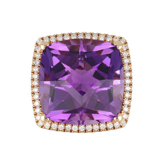 Lisa Nik 'Rocks' 18K Rose Gold Amethyst Ring with Diamonds