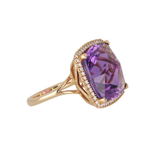 Lisa Nik 'Rocks' 18K Rose Gold Amethyst Ring with Diamonds