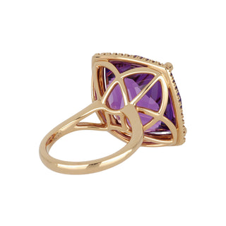 Lisa Nik 'Rocks' 18K Rose Gold Amethyst Ring with Diamonds