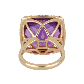 Lisa Nik 'Rocks' 18K Rose Gold Amethyst Ring with Diamonds