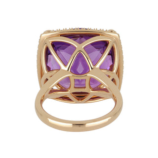 Lisa Nik 'Rocks' 18K Rose Gold Amethyst Ring with Diamonds