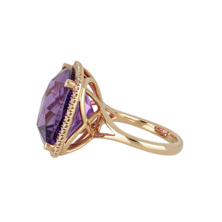 Lisa Nik 'Rocks' 18K Rose Gold Amethyst Ring with Diamonds