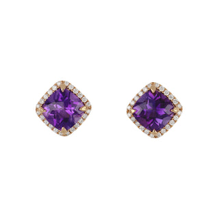 Lisa Nik 'Rocks' Amethyst and Diamond Earrings in 18K Rose Gold