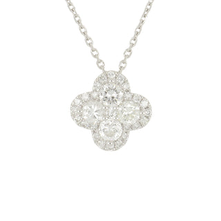 18K White Gold Diamond Clover Pendant