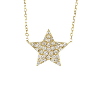 18K Gold Diamond Star Necklace