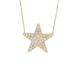 18K Gold Large Diamond Star Pendant