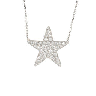 18K White Gold Large Diamond Star Necklace