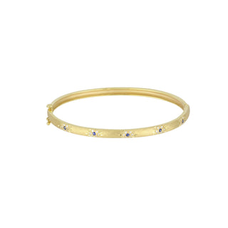 Mazza 14K Gold Sapphire Florentine Bangle