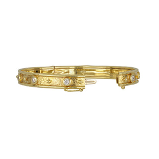 Mazza 14K Hammered Bezel-Set Diamond Bangle