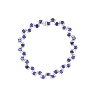 Lisa Nik 18K White Gold Sapphire Line Bracelet with Diamonds