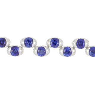 Lisa Nik 18K White Gold Sapphire Line Bracelet with Diamonds