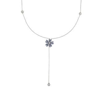 Lisa Nik 18K White Gold Sapphire Flower Necklace with Diamonds