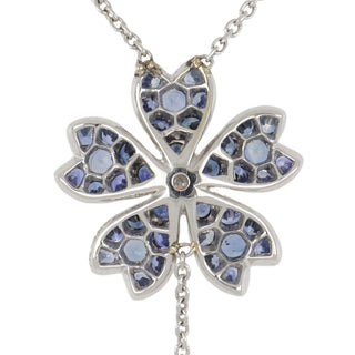 Lisa Nik 18K White Gold Sapphire Flower Necklace with Diamonds
