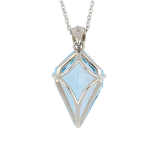 Lisa Nik 18K White Gold Kite Shaped Blue Topaz Pendant with Diamonds