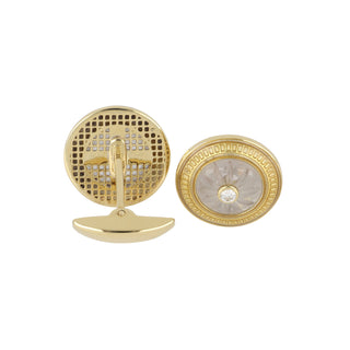 Deakin & Francis 18K Gold Carved Rock Crystal Cufflinks