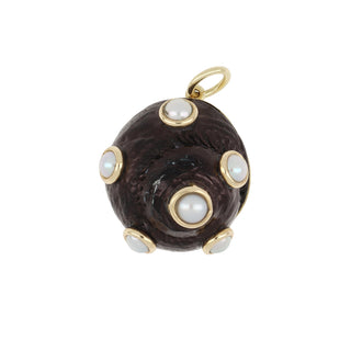 Mazza 14K Gold Black Enamel Shell Pendant