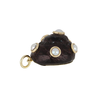 Mazza 14K Gold Black Enamel Shell Pendant