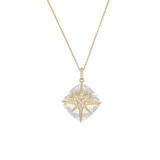 Lisa Nik 18K Gold Rock Crystal Starburst Pendant Necklace