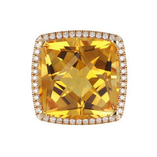 Lisa Nik 'Rocks' 18K Gold Citrine Ring with Diamonds
