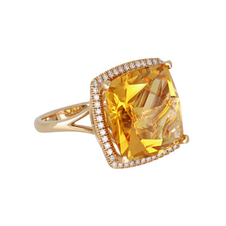 Lisa Nik 'Rocks' 18K Gold Citrine Ring with Diamonds