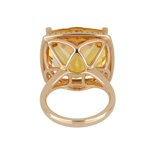 Lisa Nik 'Rocks' 18K Gold Citrine Ring with Diamonds