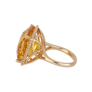 Lisa Nik 'Rocks' 18K Gold Citrine Ring with Diamonds