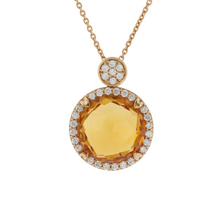 Lisa Nik 18K Rose Gold Citrine and Diamond Pendant Necklace