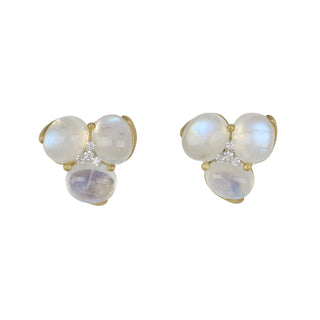 Mazza 14K Gold Moonstone Cluster Clip Earrings