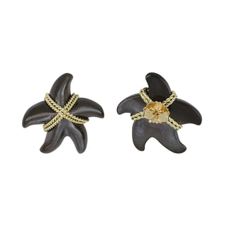 Mazza 14K Gold Black Mother-Of-Pearl Starfish Earrings