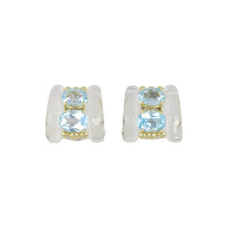 Mazza 14K Rock Crystal & Blue Topaz Crystal Saddle Earrings
