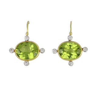 Mazza 14K Gold Peridot Drop Earrings with Diamonds