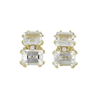 Mazza 14K Double Topaz Clip Earrings
